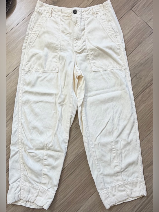 Everlane Pants - Everlane Carpenter Cropped Cream High-Rise Buttersoft Tencel Pants Tapered Leg 6